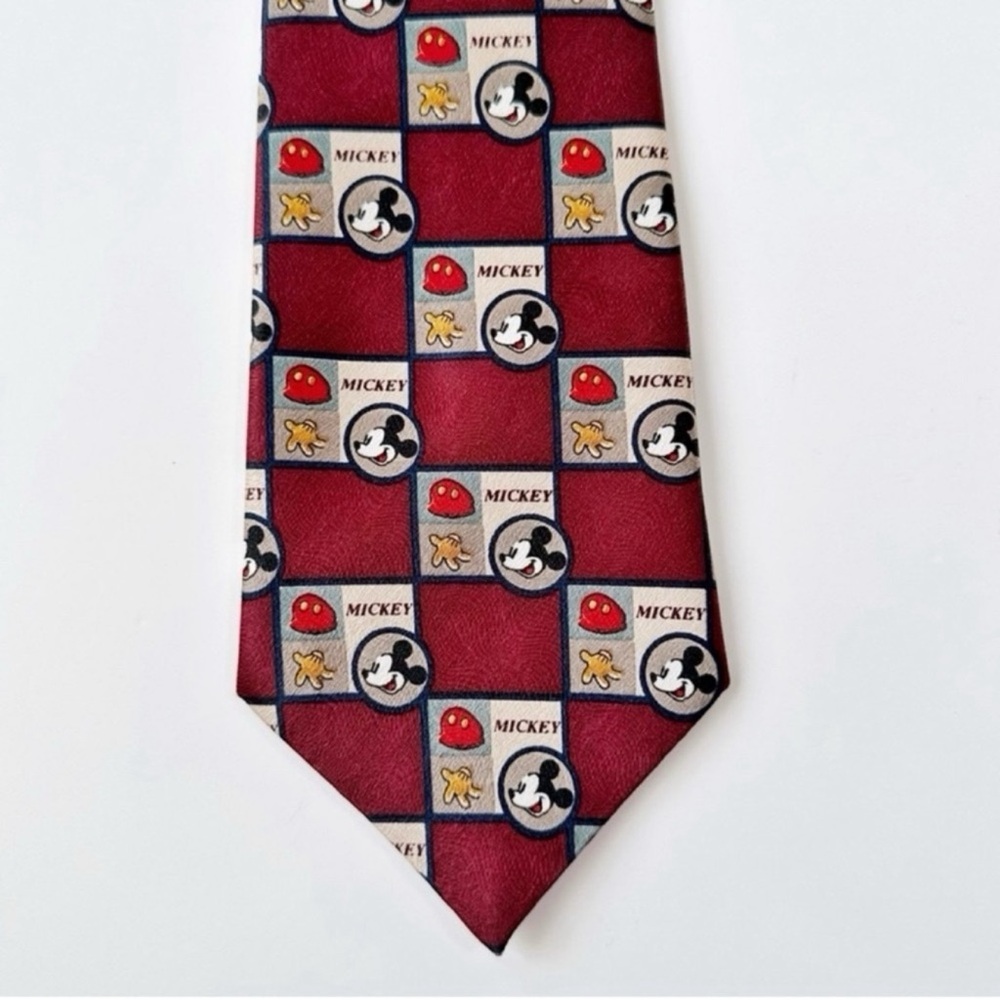 VTG 80s 90s Mickey Unlimited Burgundy Disney Classic Mouse Mouse Tie Retro - Picture 3 of 3
